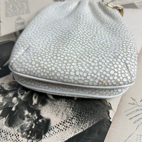 Vintage 50s Lisette White Leather Crossbody Purse - Small Structured Bag - Picture 3 of 11